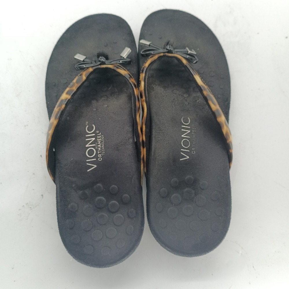Vionic Bella II Leopard Print Orthotic Sandals Womens Size 8 Black 44BELLAII s16 - Picture 5 of 7